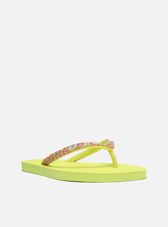 Chinelo de Dedo Amarelo Tiras Coloridas Brizza