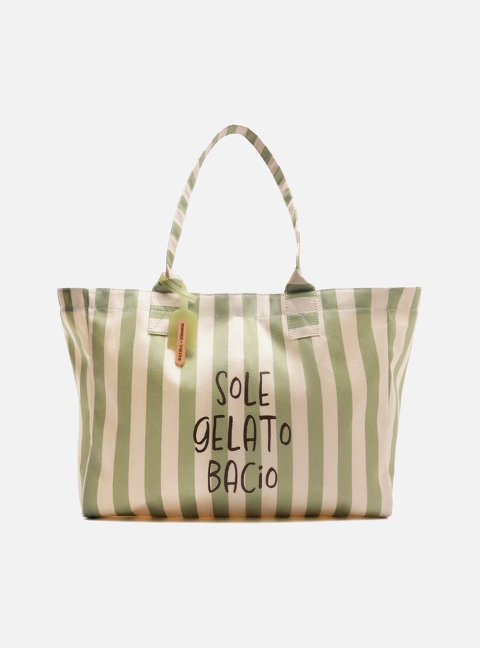 Bolsa Shopping Verde Listrada Grande Brizza Bacio Di Latte