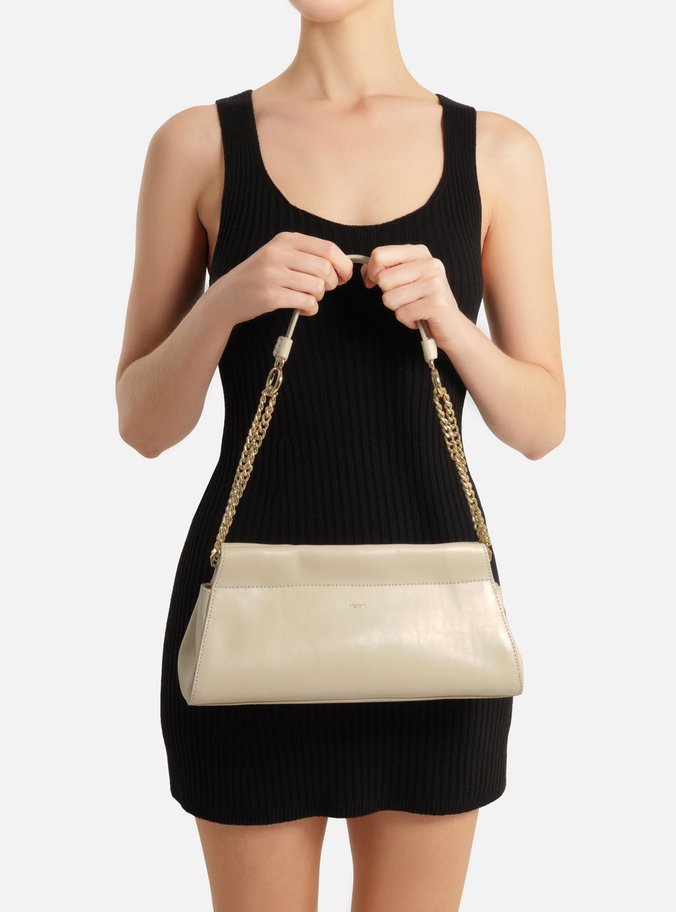 Bolsa Shoulder Off-White Couro Grande Corrente Dupla