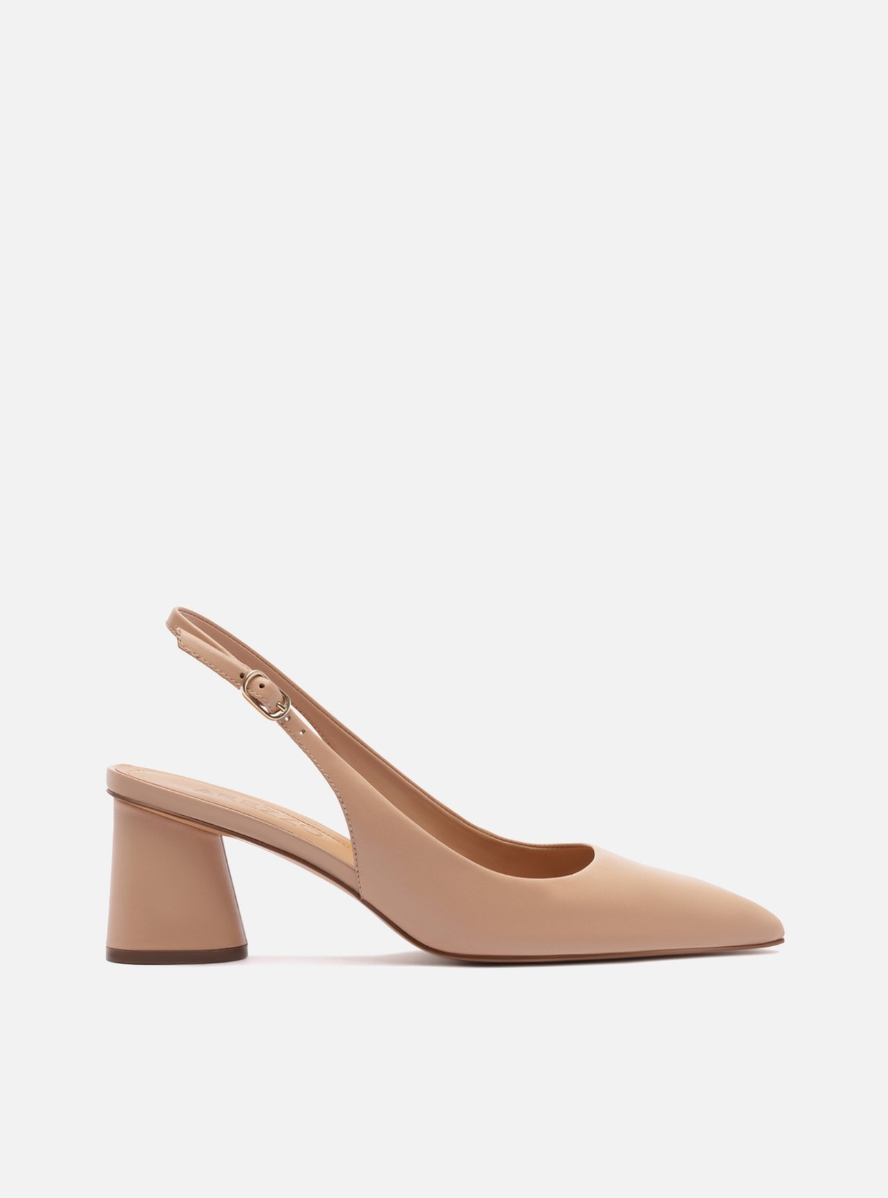 Scarpin Bege Couro Salto Geométrico Slingback — foto 1