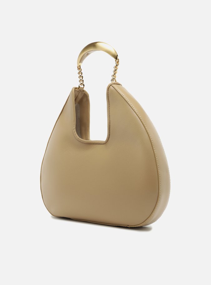 Bolsa Tiracolo Bege Couro Média Metal Bold