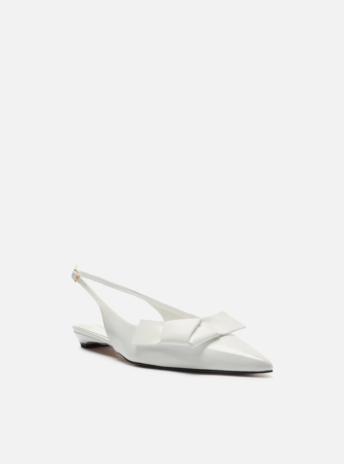 Sapatilha Branca Bico Fino Slingback Laço
