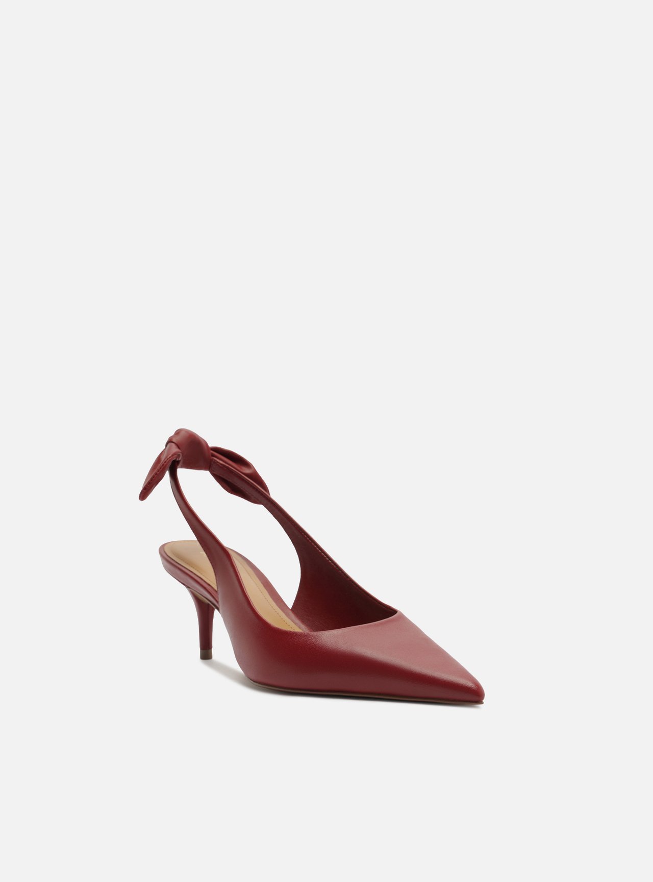 Scarpin Vermelho Couro Slingback Salto Fino Laço — foto 2
