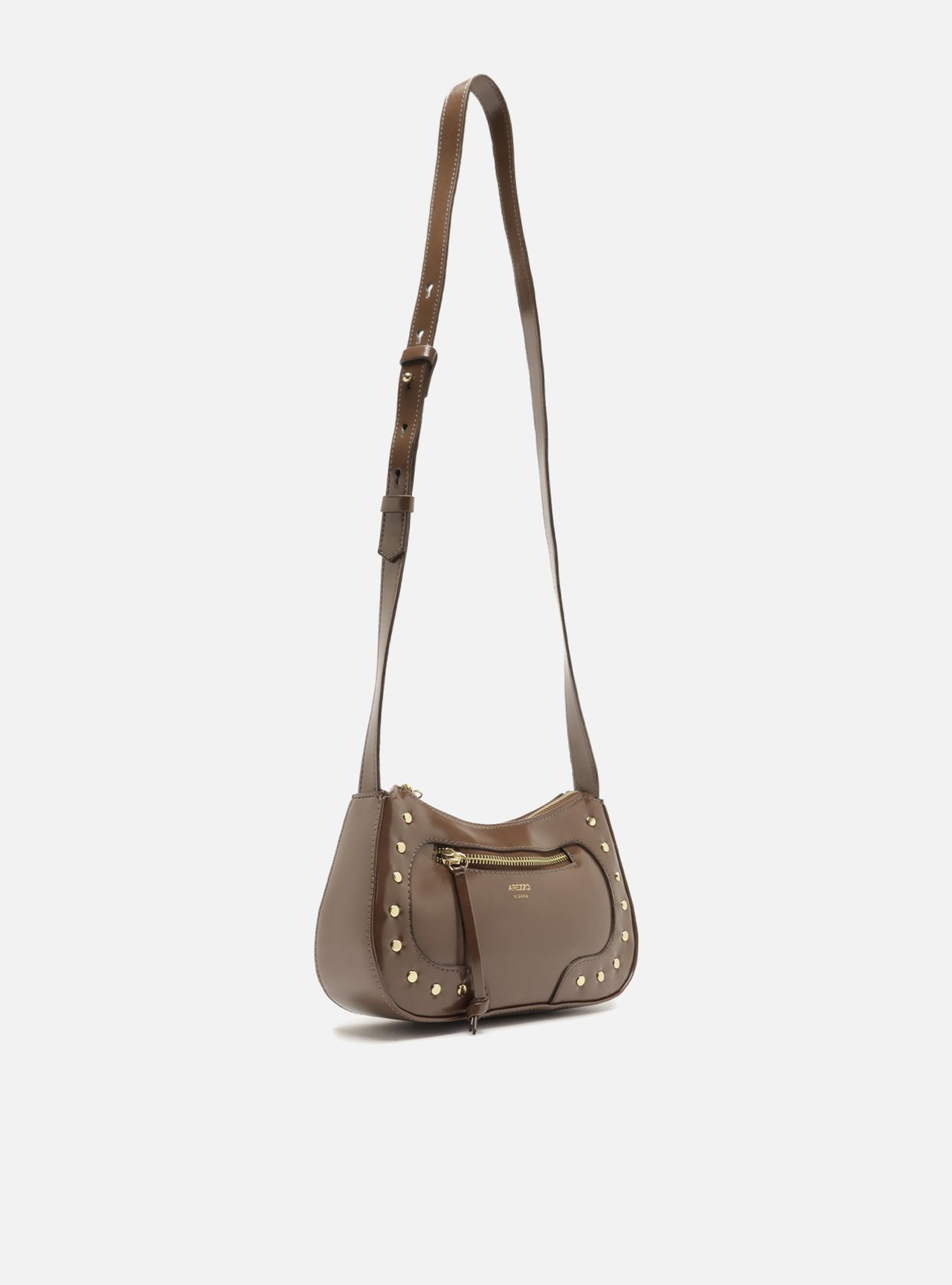 Bolsa Tiracolo Marrom Média Rebites — foto 5