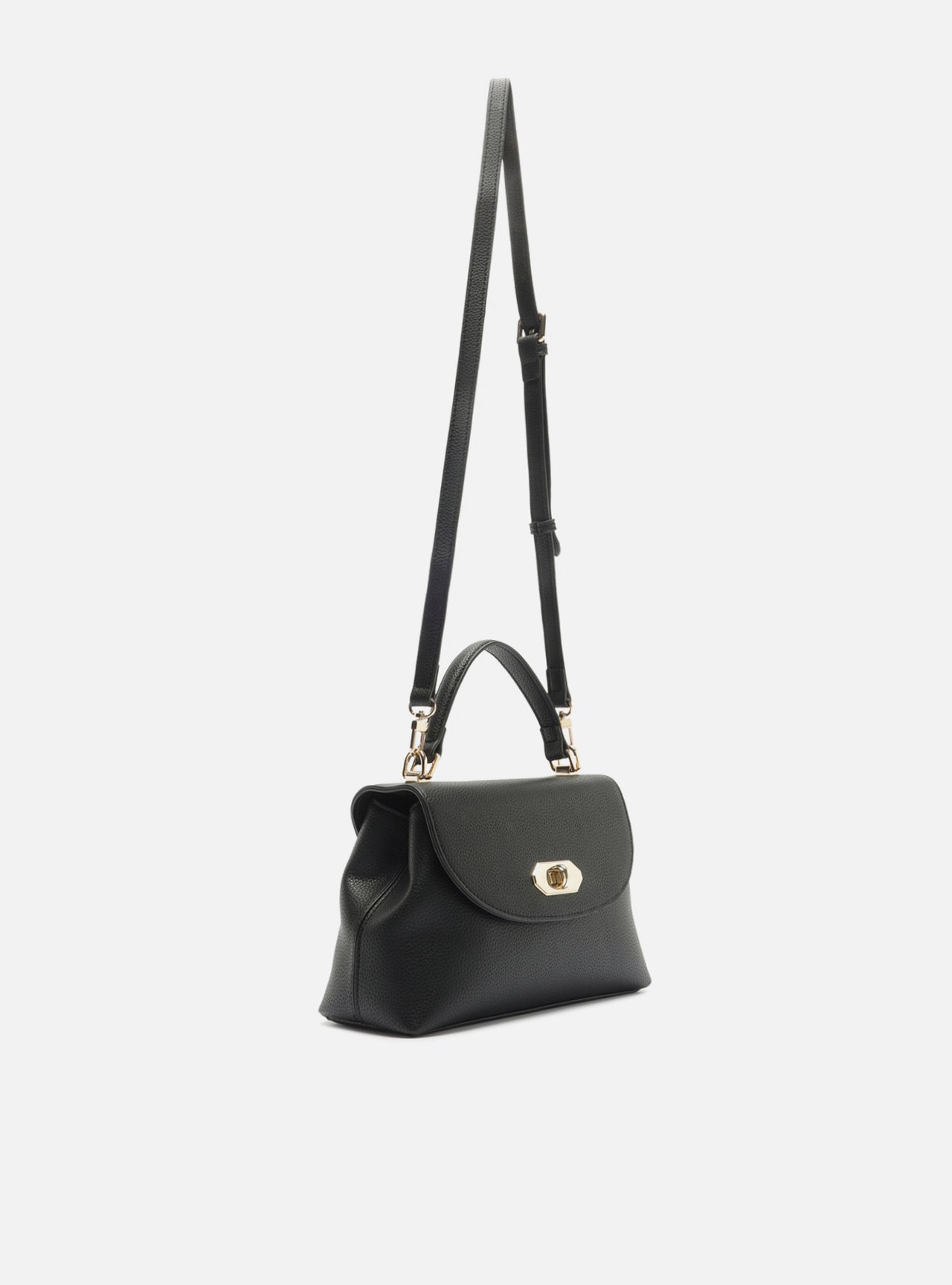 Bolsa Tiracolo Preta Média Fecho Dourado — foto 2