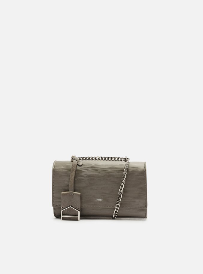Bolsa Tiracolo Cinza Couro Abraccio Pequena