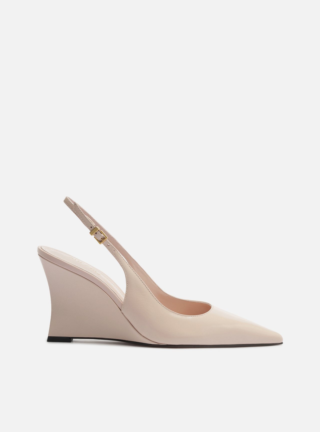 Scarpin Rosa Couro Anabela Slingback — foto 1