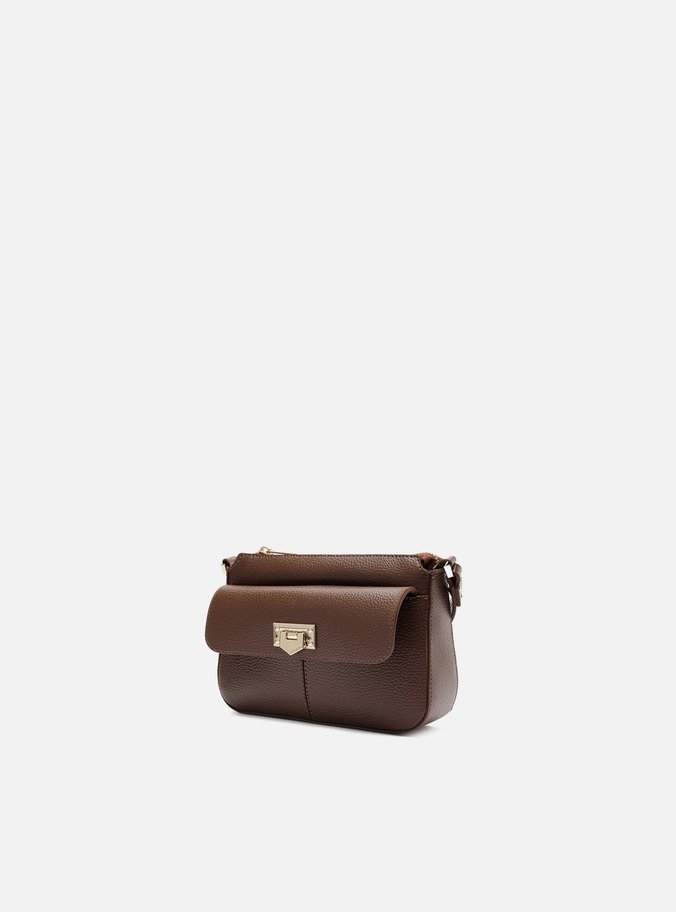 Bolsa Tiracolo Marrom Escura Pequena Encaixe Metal