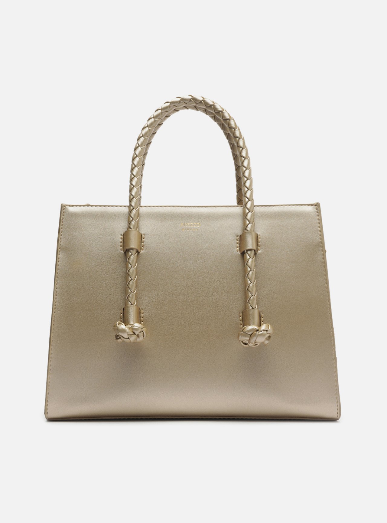 Bolsa Tote Dourada Grande Alças Tressê — foto 1
