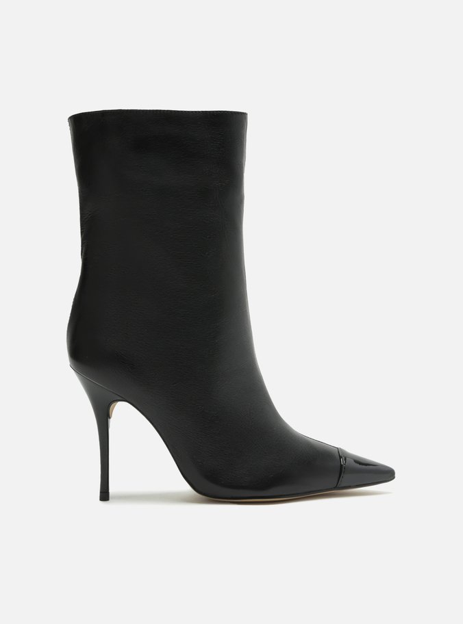 Bota Preta Couro Cano Médio Cap Toe