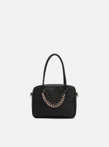 Bolsa Tiracolo Preta Nobuck Pequena Cordão