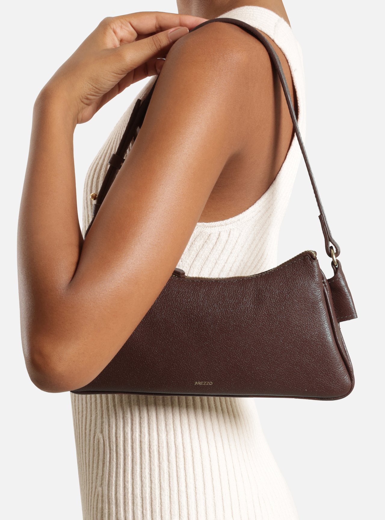 Bolsa Shoulder Marrom Couro Pequena — foto 6