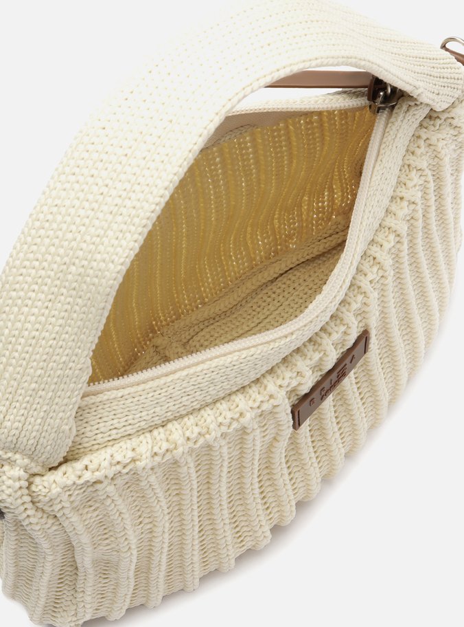Bolsa Tiracolo Crochê Off-White Pequena