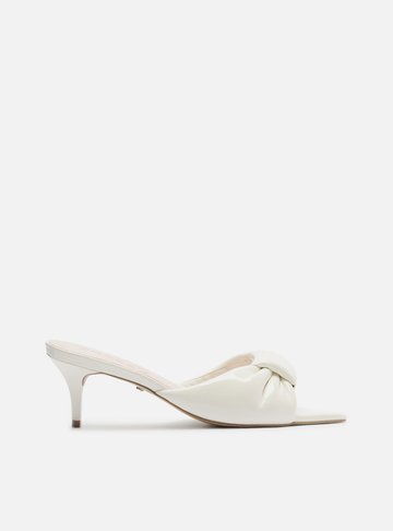 Mule Branca Verniz Salto Kitten Puffer