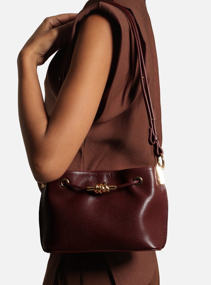 Bolsa Tiracolo Preta Couro Pequena Tressê Metais