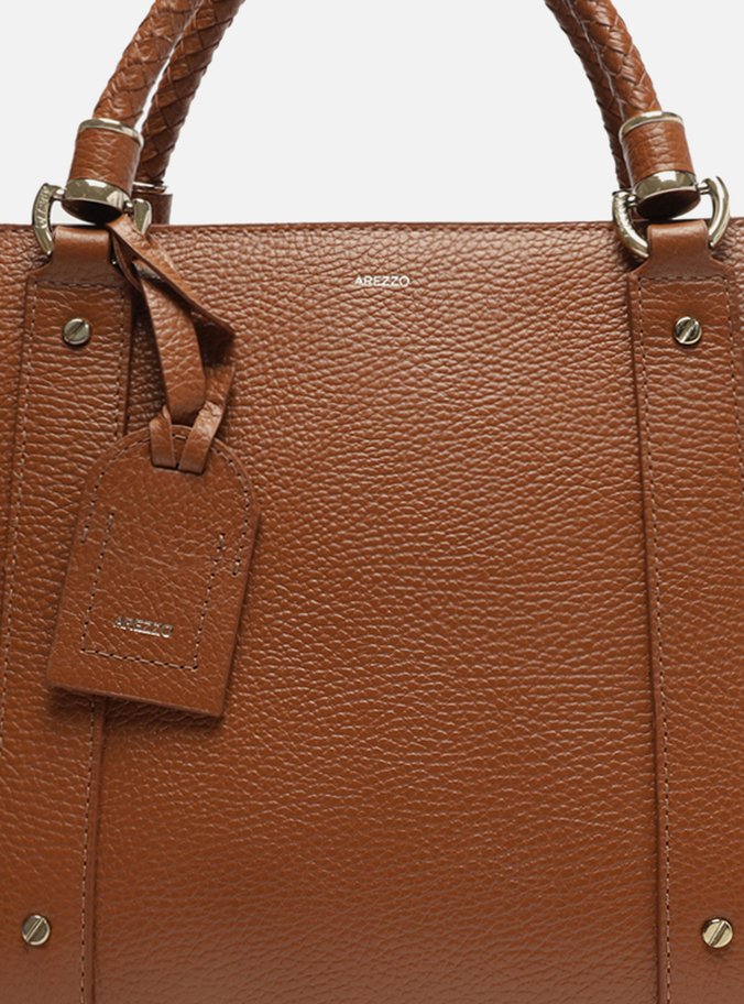 Bolsa Tote Marrom Camel Couro Piazza Grande