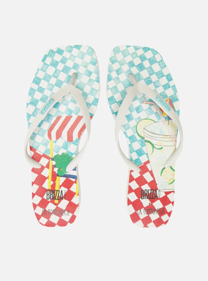 Chinelo de Dedo Estampado Multicolorido Square Brizza