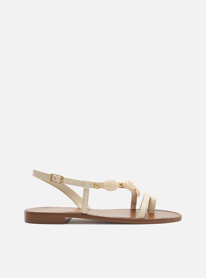 Sandália Rasteira Off-White Tira Diagonal Pedras