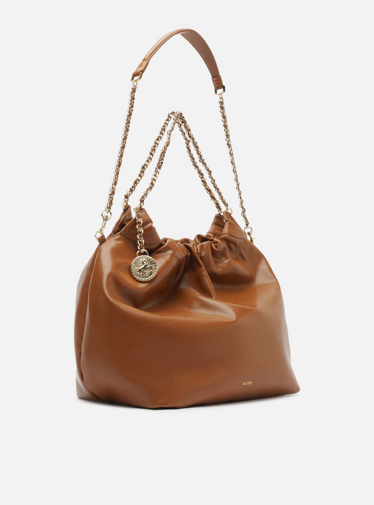 Bolsa Hobo Caramelo Couro Grande Alça Corrente — foto 5