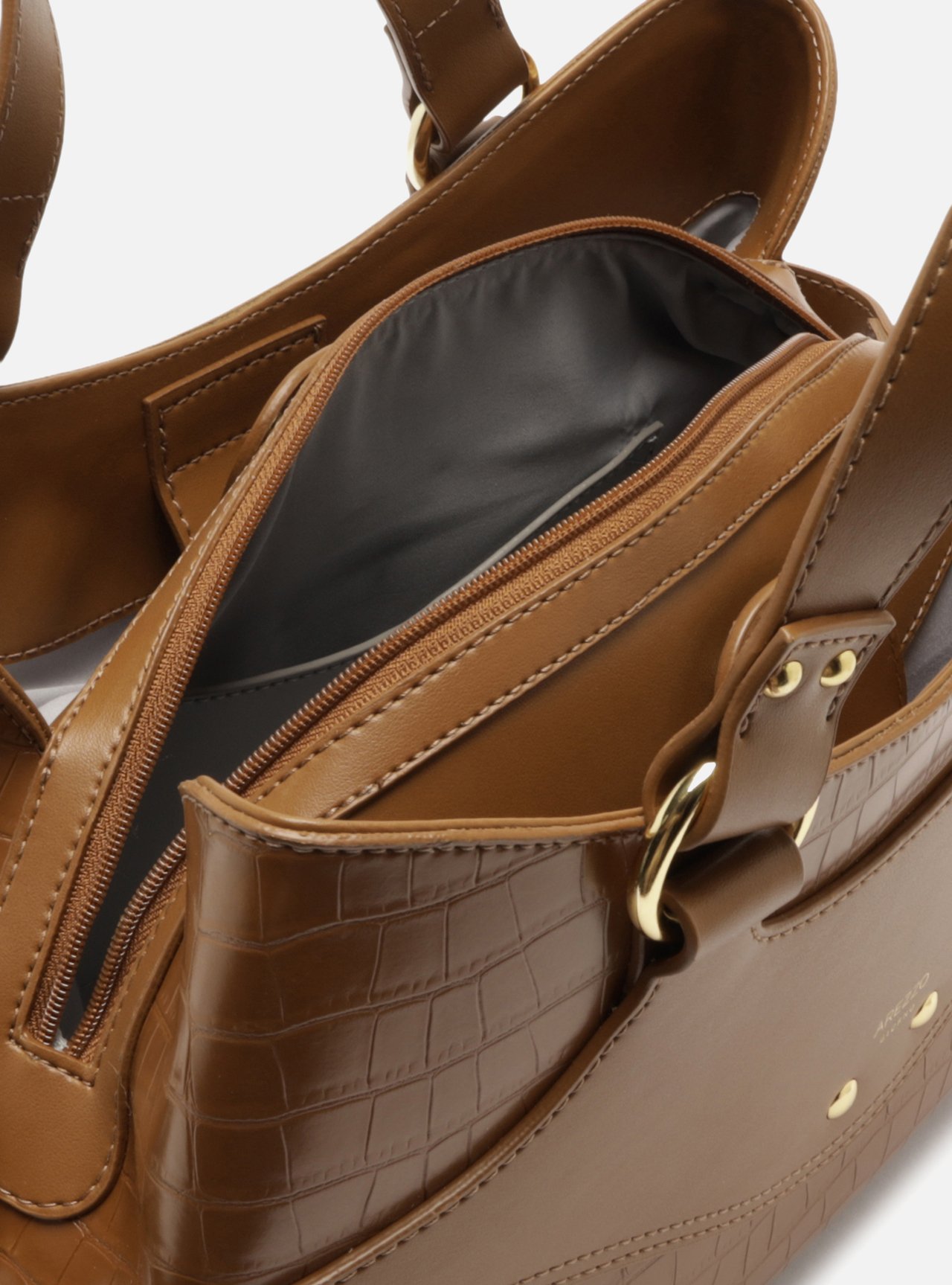 Bolsa Tote Marrom Grande Textura Croco — foto 4