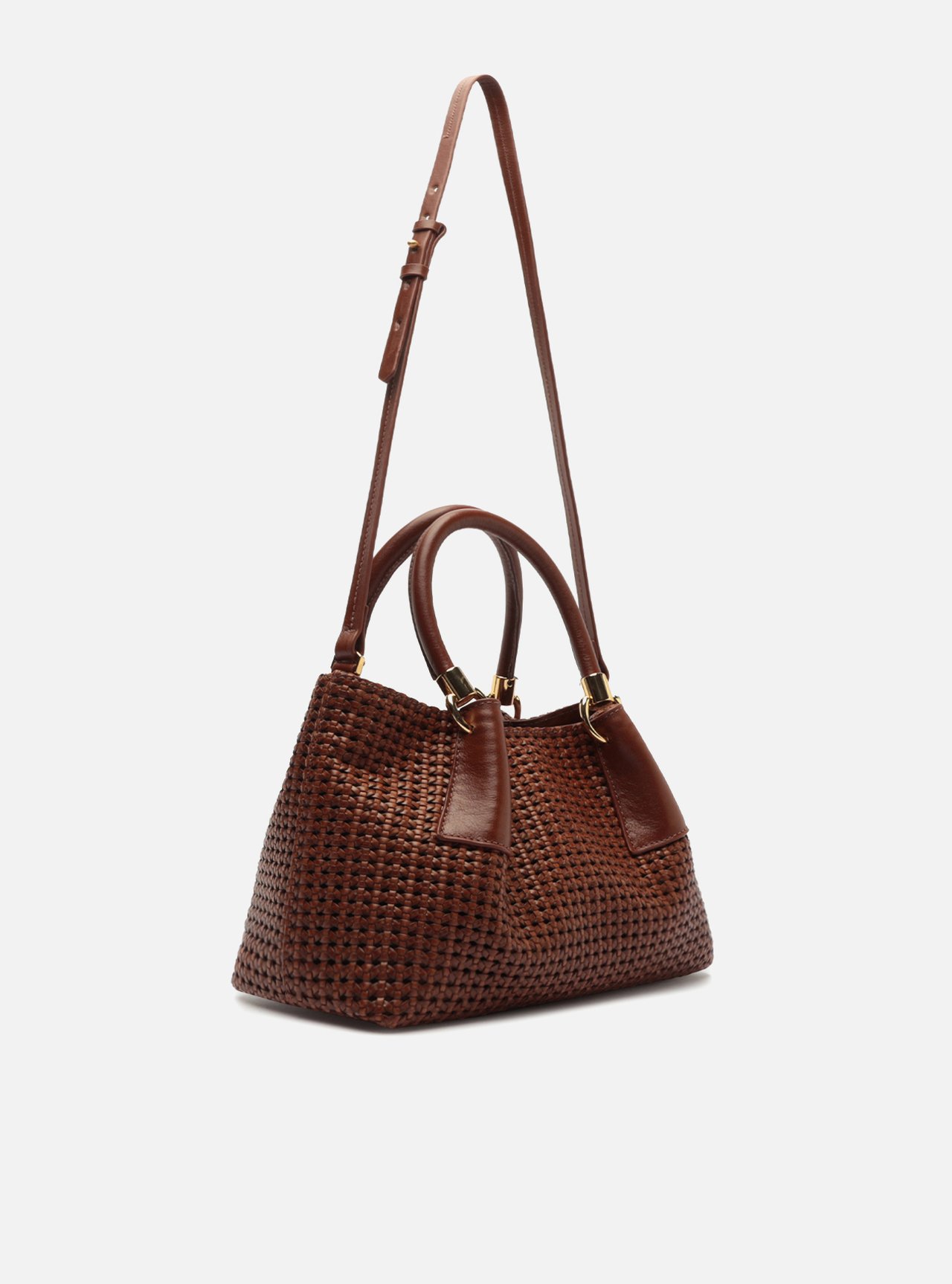Bolsa Tote Marrom Couro Média Tressê — foto 5