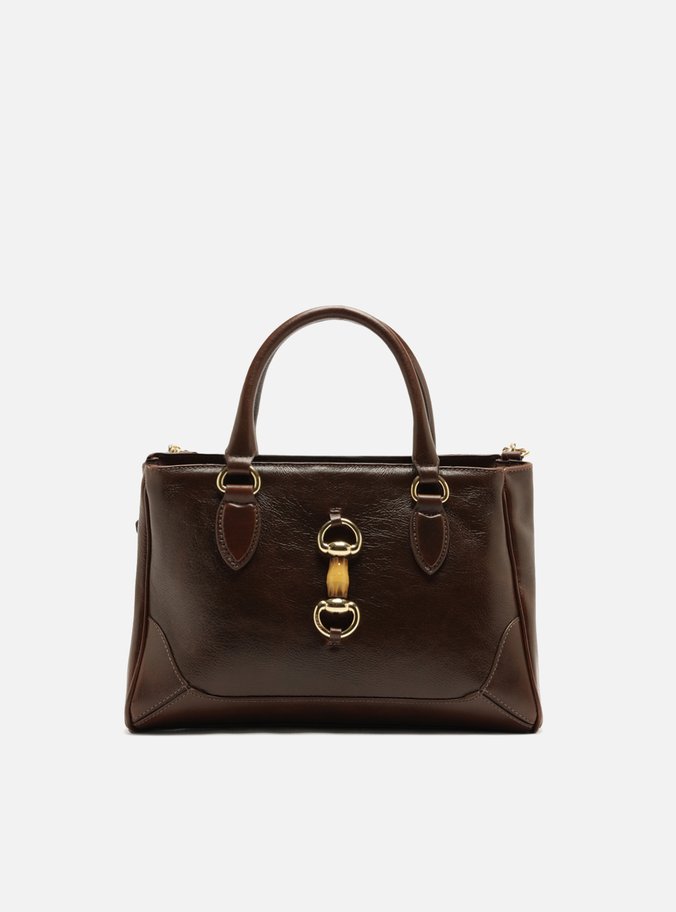 Bolsa Tote Marrom Couro Média Corrente