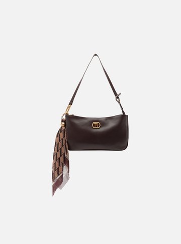 Bolsa Tiracolo Marrom Couro Pequena Lenço