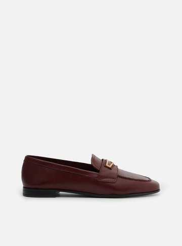 Mocassim Vermelho Couro Tira Metal