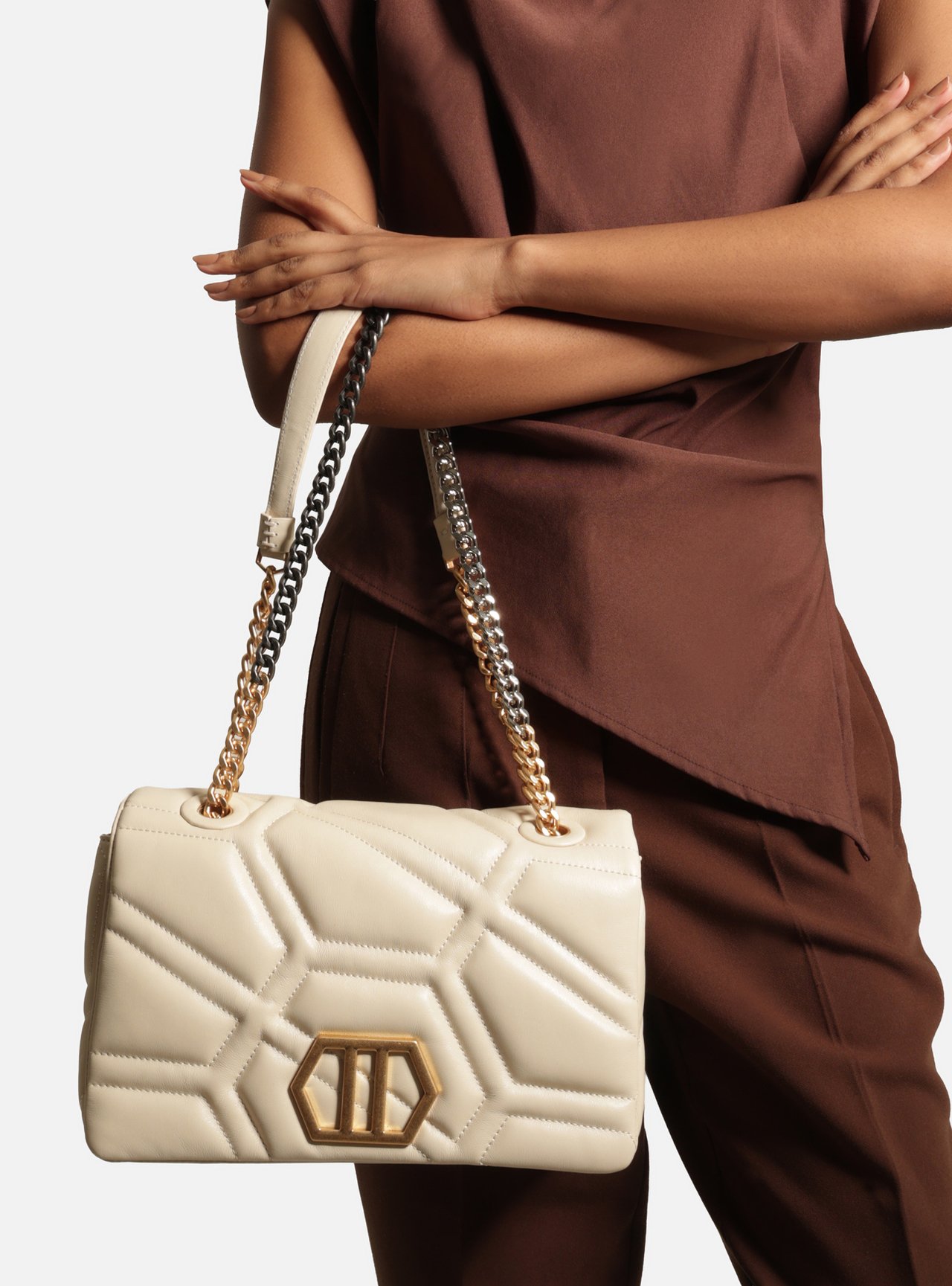 Bolsa Tiracolo Branca Couro Emma Média Retangular — foto 6