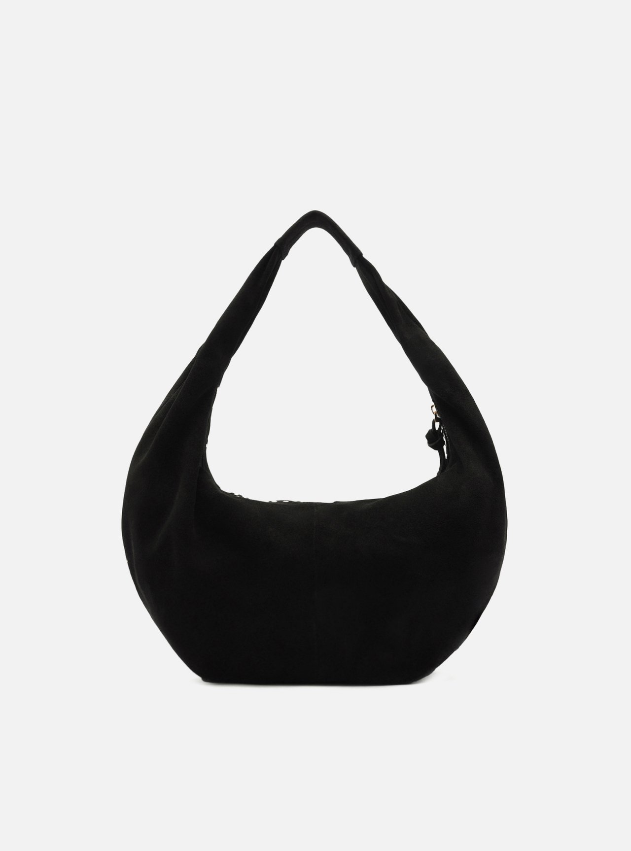 Bolsa Hobo Preta Couro Média Metais — foto 3