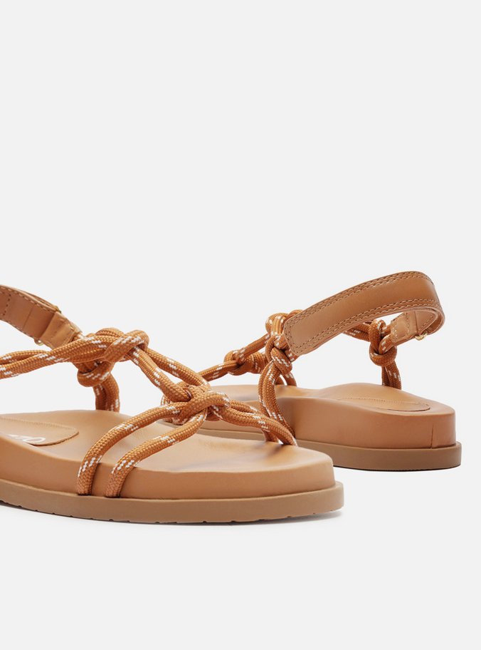 Sandália Papete Marrom Couro Custom Anklet