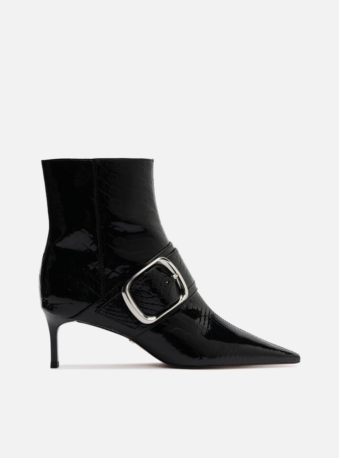 Bota Preta Snake Salto Fino Fivela