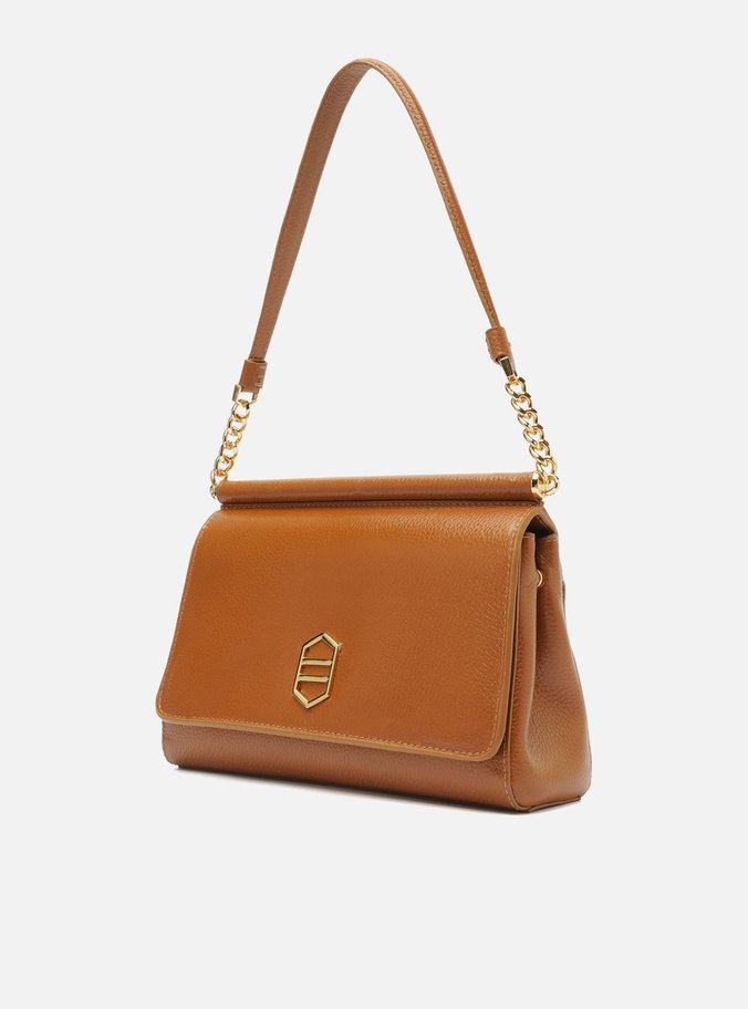 Bolsa Tiracolo Marrom Couro Média Alça Curta