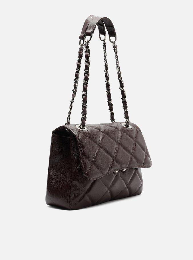 Bolsa Tiracolo Marrom Escura Couro Mizz Média