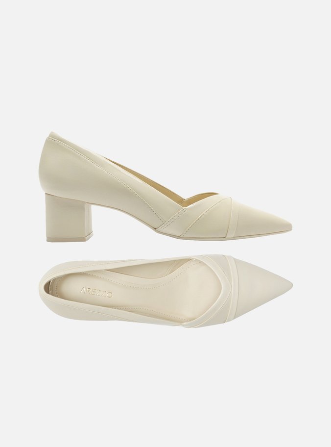 Scarpin Off-White Salto Bloco Bico Fino