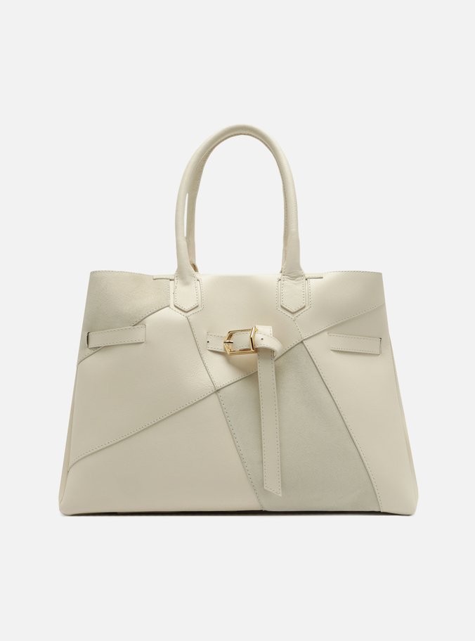 Bolsa Shopping Branca Couro Grande Fivela