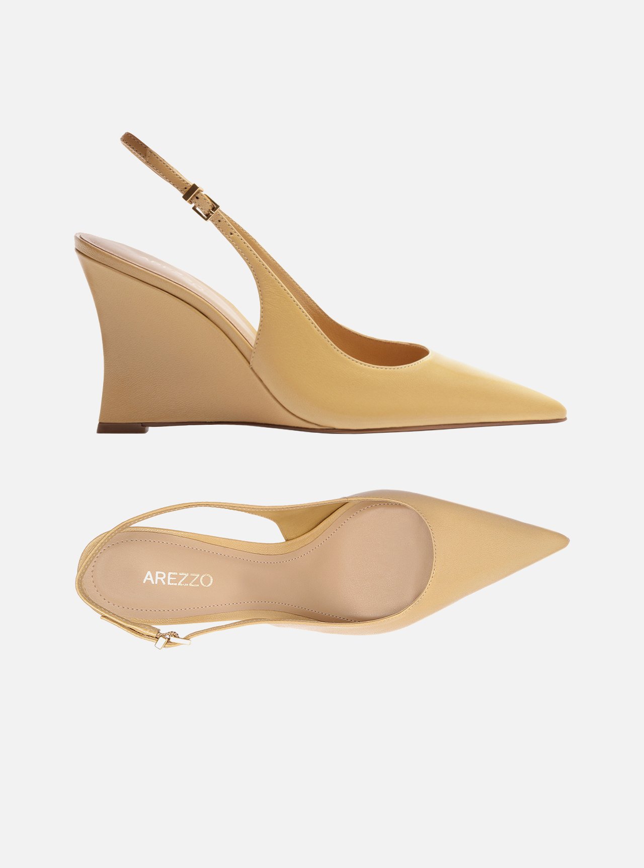 Scarpin Amarelo Couro Salto Alto Anabela Slingback — foto 5