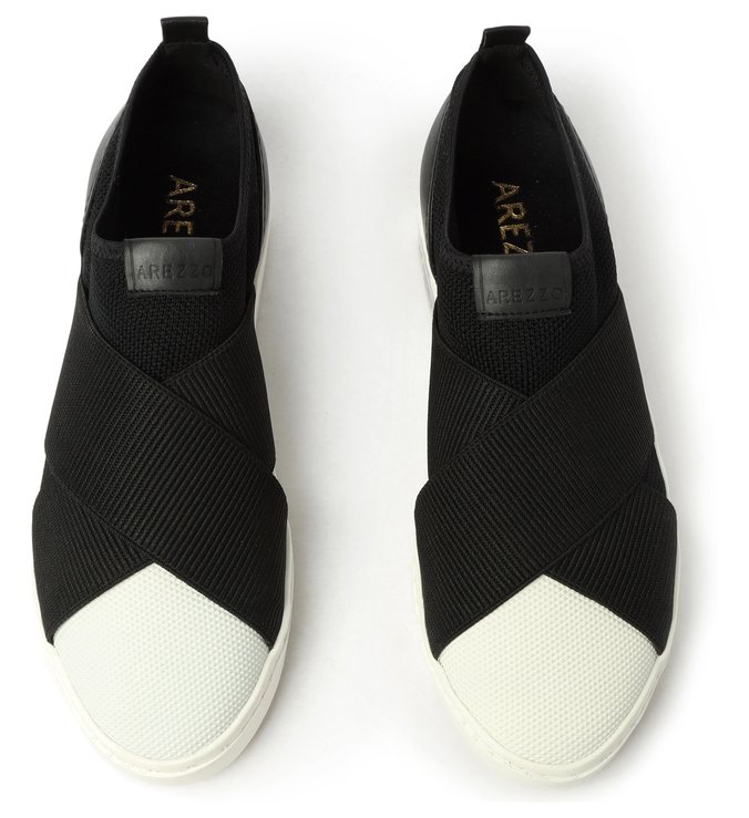 T nis Slip On Preto Knit El stico Arezzo