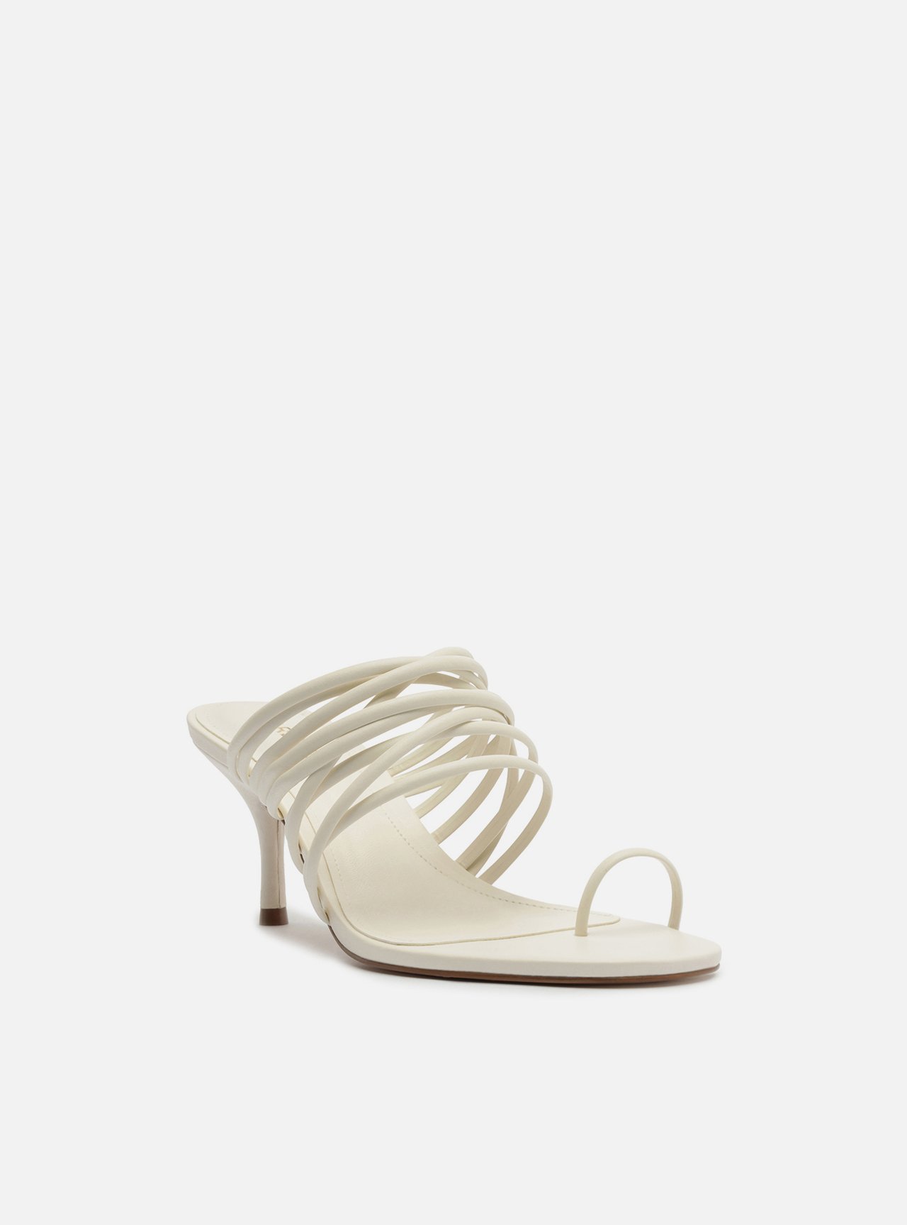 Sandália Off White Salto Fino Multi Tiras — foto 2