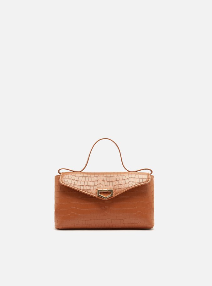 Bolsa Tote Preta Couro Pequena Metais