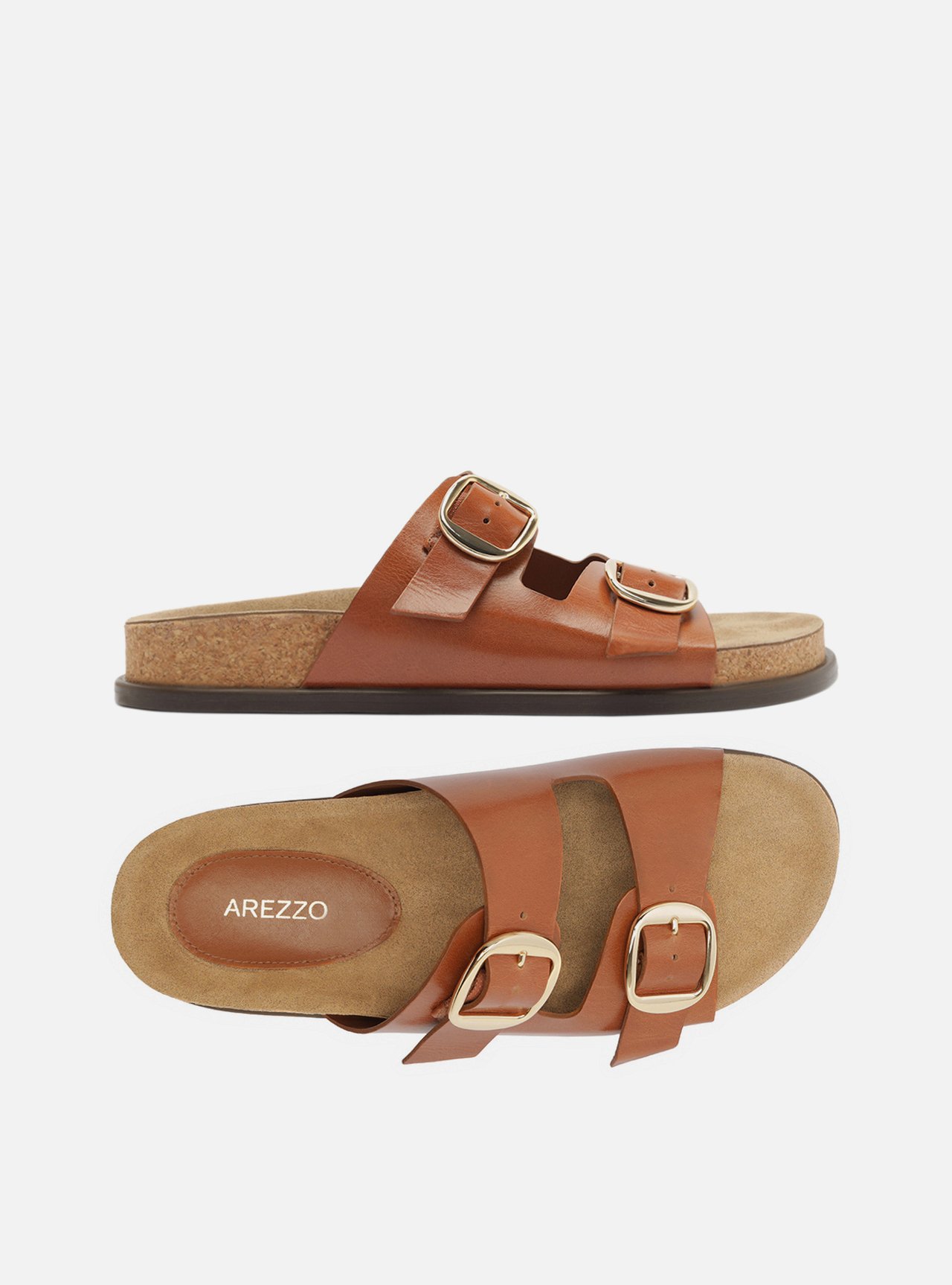 Sandália Papete Marrom Couro Flatform Metais — foto 6