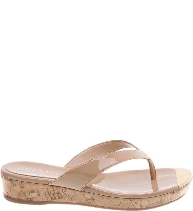 Chinelo Verniz Plataforma Cortiça Pelle