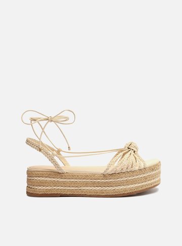 Sandália Off-White Flatform Tiras Corda Mykonos
