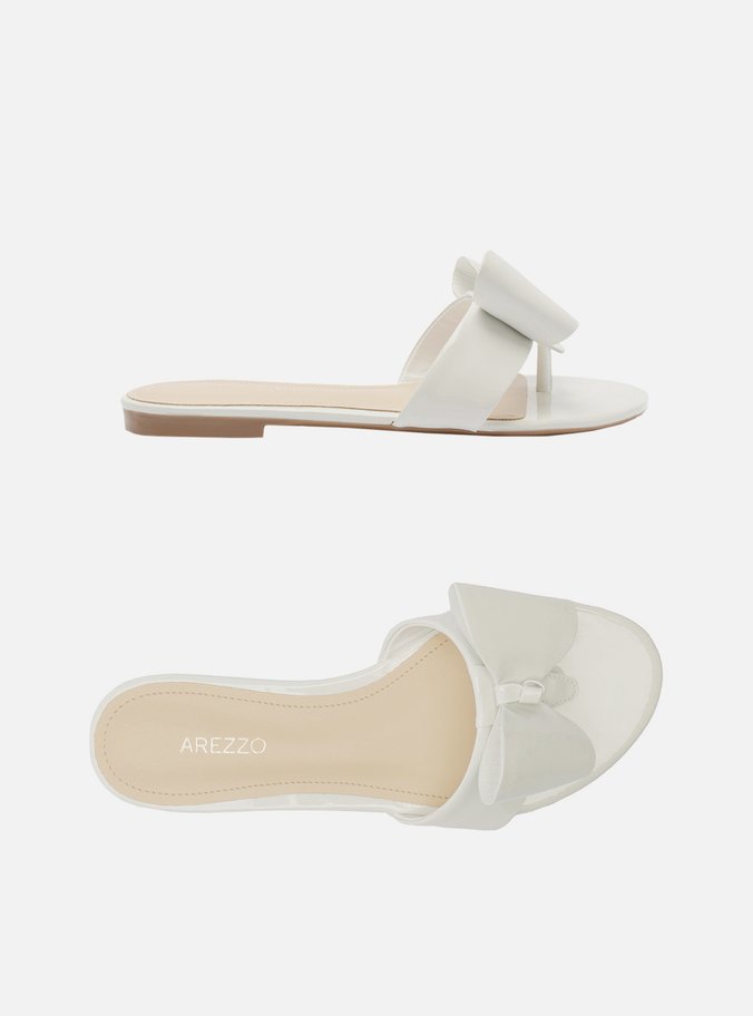 Rasteira Branca Minimalista Laço