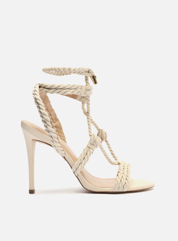 Sandália Off-White Cordão Salto Alto Amarração