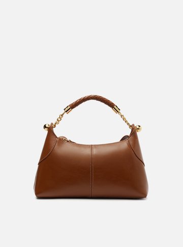 Bolsa Tiracolo Caramelo Couro Média Alça Trança