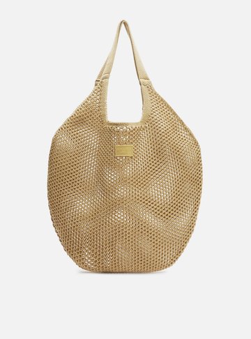 Bolsa Shopping Bege Crochê Mayra Glam Grande