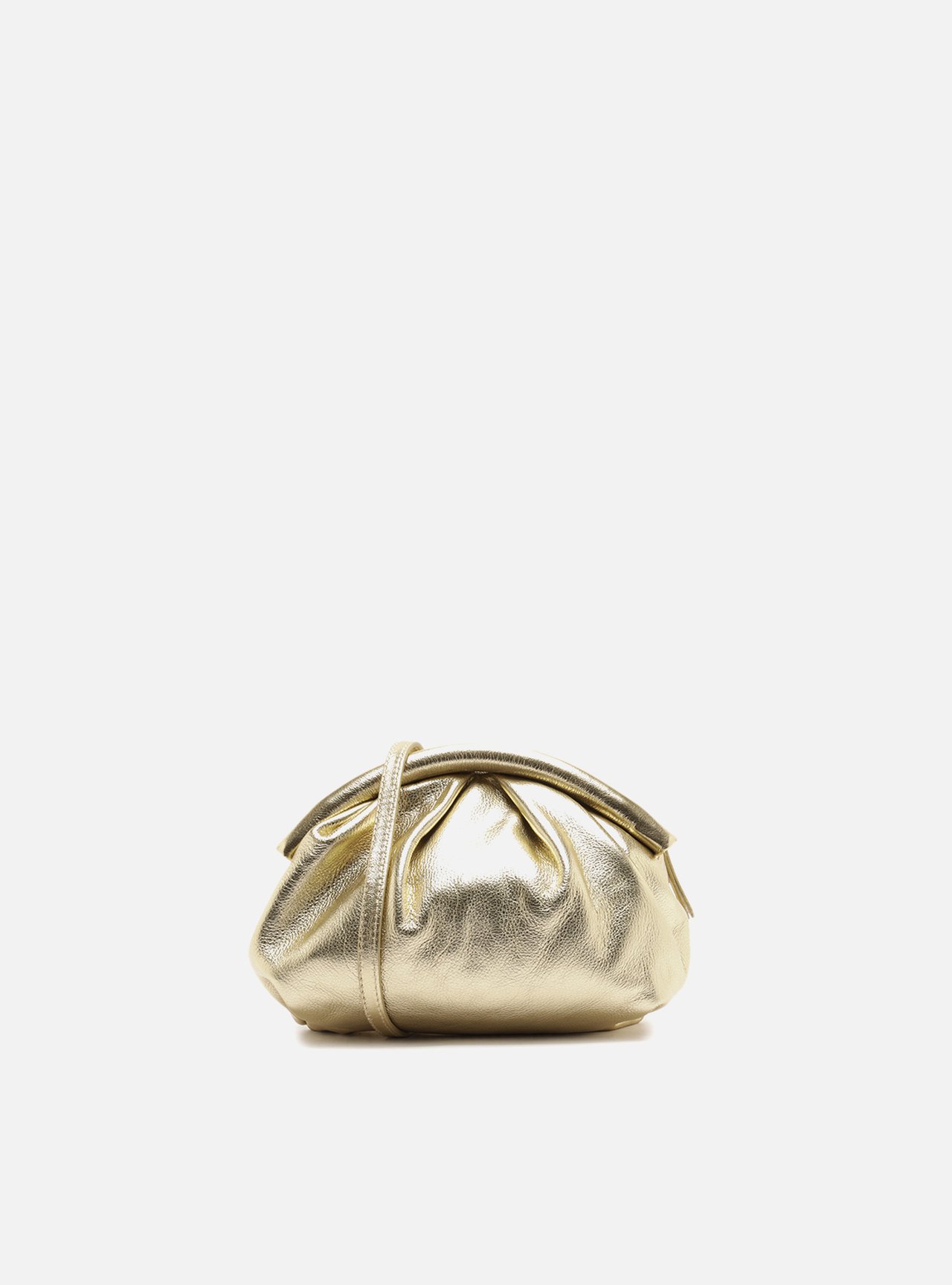 Bolsa Tiracolo Dourada Couro Pequena — foto 3