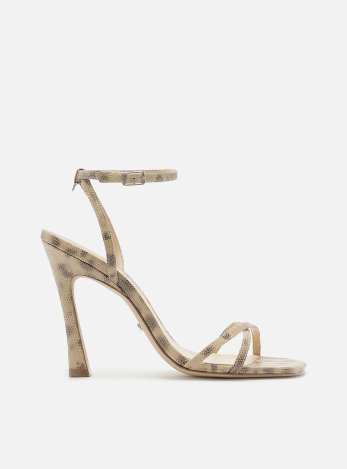 Sandália Animal Print Salto Fino Bico Quadrado
