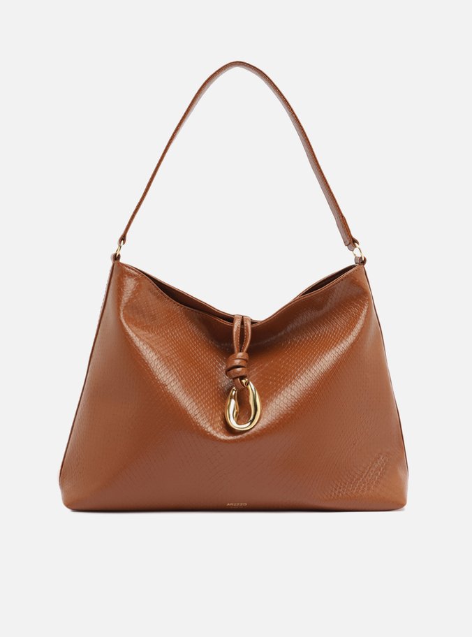 Bolsa Tiracolo Envernizada Marrom Grande